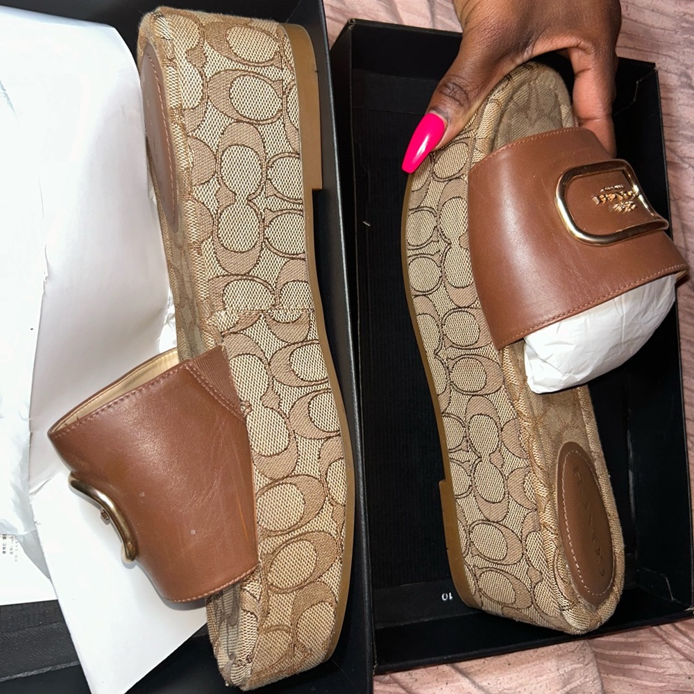 Coach Tan and Brown Women's Sandals